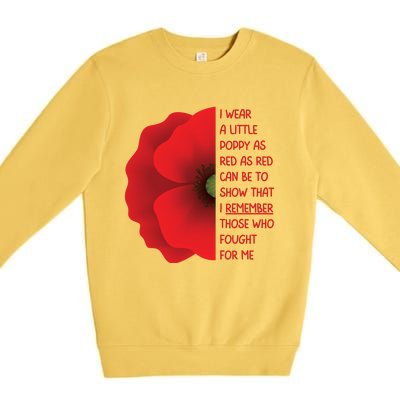 Veterans Day USA Memorial Lest We Forget Red Poppy Flower Premium Crewneck Sweatshirt