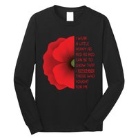 Veterans Day USA Memorial Lest We Forget Red Poppy Flower Long Sleeve Shirt