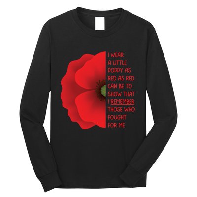 Veterans Day USA Memorial Lest We Forget Red Poppy Flower Long Sleeve Shirt