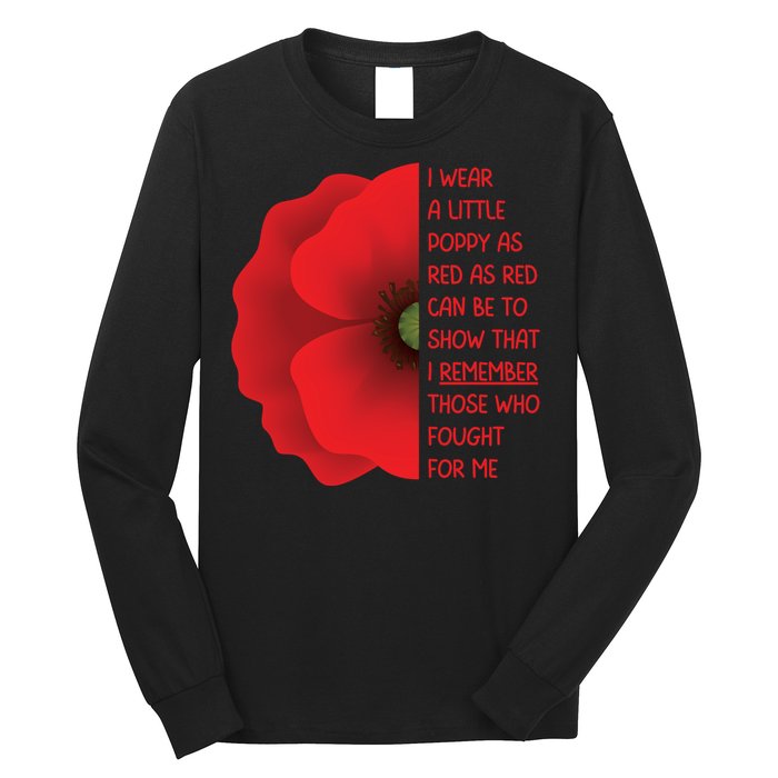 Veterans Day USA Memorial Lest We Forget Red Poppy Flower Long Sleeve Shirt