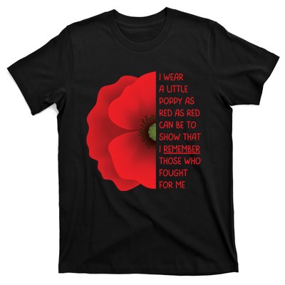 Veterans Day USA Memorial Lest We Forget Red Poppy Flower T-Shirt