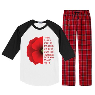 Veterans Day USA Memorial Lest We Forget Red Poppy Flower Raglan Sleeve Pajama Set