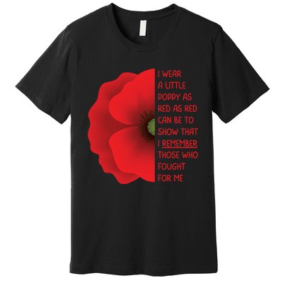 Veterans Day USA Memorial Lest We Forget Red Poppy Flower Premium T-Shirt