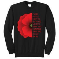 Veterans Day USA Memorial Lest We Forget Red Poppy Flower Tall Sweatshirt