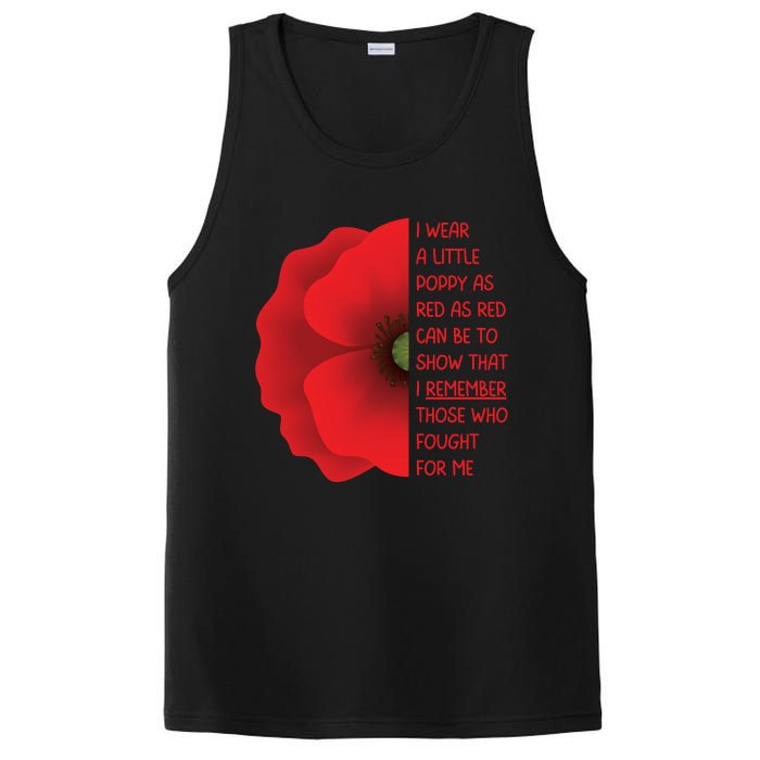 Veterans Day USA Memorial Lest We Forget Red Poppy Flower PosiCharge Competitor Tank