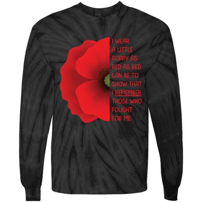 Veterans Day USA Memorial Lest We Forget Red Poppy Flower Tie-Dye Long Sleeve Shirt