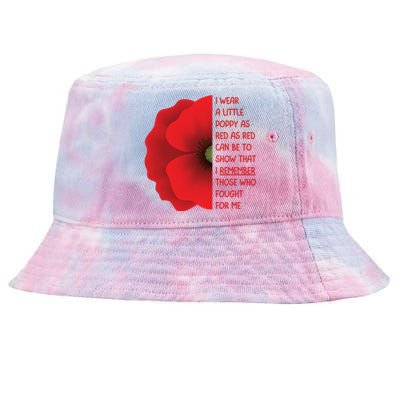 Veterans Day USA Memorial Lest We Forget Red Poppy Flower Tie-Dyed Bucket Hat