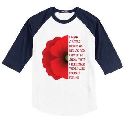 Veterans Day USA Memorial Lest We Forget Red Poppy Flower Baseball Sleeve Shirt