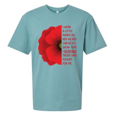 Veterans Day USA Memorial Lest We Forget Red Poppy Flower Sueded Cloud Jersey T-Shirt