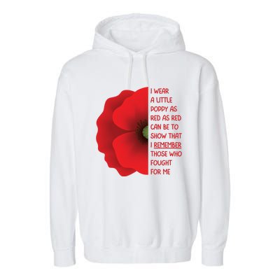 Veterans Day USA Memorial Lest We Forget Red Poppy Flower Garment-Dyed Fleece Hoodie