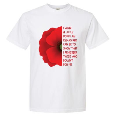 Veterans Day USA Memorial Lest We Forget Red Poppy Flower Garment-Dyed Heavyweight T-Shirt