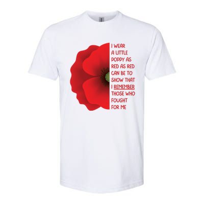 Veterans Day USA Memorial Lest We Forget Red Poppy Flower Softstyle CVC T-Shirt