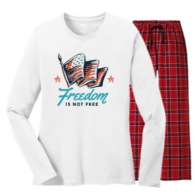 Veterans Day Usa Memorial Freedom Is Not Free Women's Long Sleeve Flannel Pajama Set 