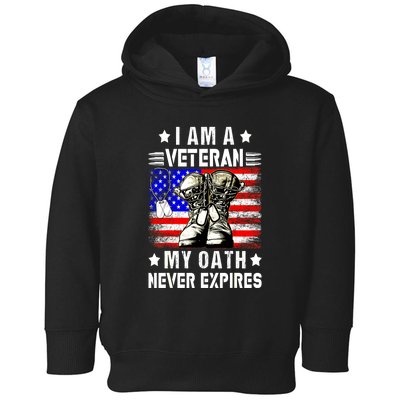 Veteran Day Usa Flag I Am A Veteran My Oath Never Expires Gift Toddler Hoodie