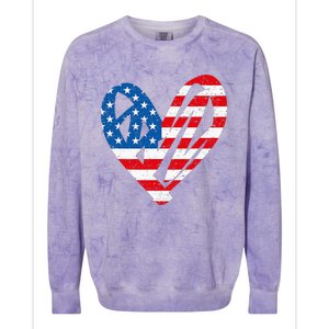 Veterans Day USA Flag Partiotic Heart Colorblast Crewneck Sweatshirt