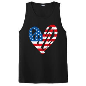 Veterans Day USA Flag Partiotic Heart PosiCharge Competitor Tank