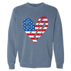 Veterans Day USA Flag Partiotic Heart Garment-Dyed Sweatshirt