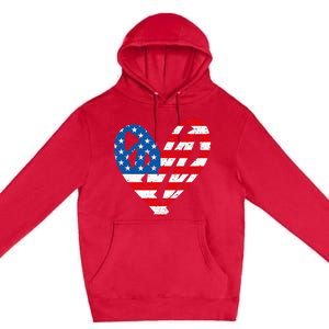 Veterans Day USA Flag Partiotic Heart Premium Pullover Hoodie