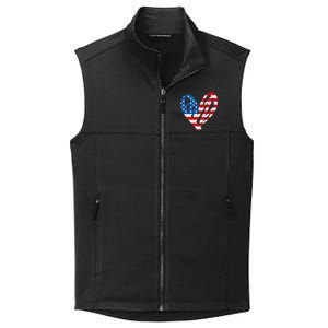 Veterans Day USA Flag Partiotic Heart Collective Smooth Fleece Vest