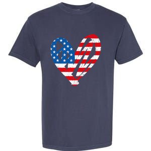 Veterans Day USA Flag Partiotic Heart Garment-Dyed Heavyweight T-Shirt