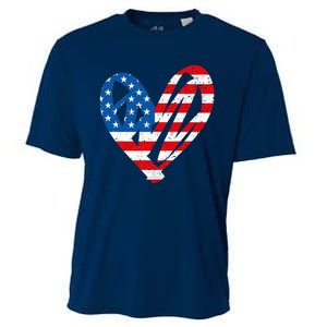 Veterans Day USA Flag Partiotic Heart Cooling Performance Crew T-Shirt