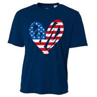 Veterans Day USA Flag Partiotic Heart Cooling Performance Crew T-Shirt