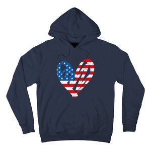 Veterans Day USA Flag Partiotic Heart Hoodie