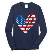 Veterans Day USA Flag Partiotic Heart Long Sleeve Shirt