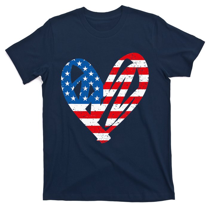 Veterans Day USA Flag Partiotic Heart T-Shirt