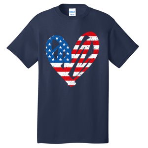 Veterans Day USA Flag Partiotic Heart Tall T-Shirt