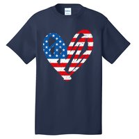 Veterans Day USA Flag Partiotic Heart Tall T-Shirt