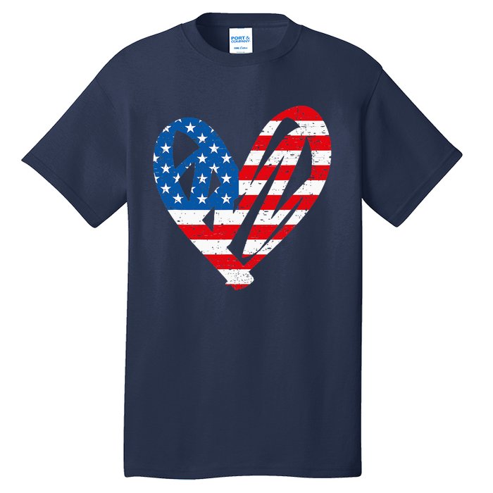 Veterans Day USA Flag Partiotic Heart Tall T-Shirt