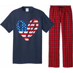 Veterans Day USA Flag Partiotic Heart Pajama Set