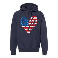 Veterans Day USA Flag Partiotic Heart Premium Hoodie