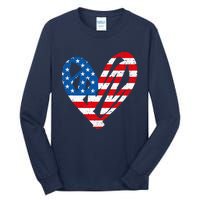 Veterans Day USA Flag Partiotic Heart Tall Long Sleeve T-Shirt