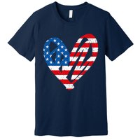 Veterans Day USA Flag Partiotic Heart Premium T-Shirt