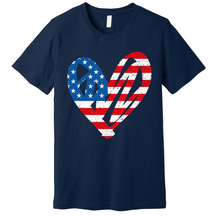 Veterans Day USA Flag Partiotic Heart Premium T-Shirt