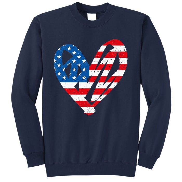 Veterans Day USA Flag Partiotic Heart Tall Sweatshirt