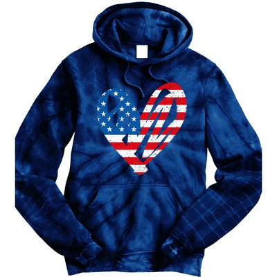 Veterans Day USA Flag Partiotic Heart Tie Dye Hoodie