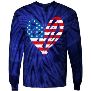 Veterans Day USA Flag Partiotic Heart Tie-Dye Long Sleeve Shirt