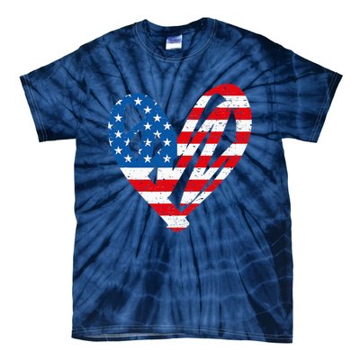 Veterans Day USA Flag Partiotic Heart Tie-Dye T-Shirt