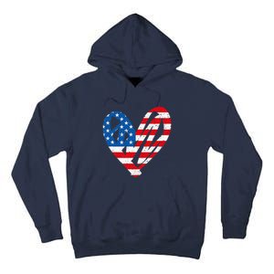 Veterans Day USA Flag Partiotic Heart Tall Hoodie