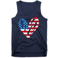 Veterans Day USA Flag Partiotic Heart Tank Top