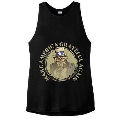 Vintage Design Uncle Sam Retro Make America Grateful Again Ladies PosiCharge Tri-Blend Wicking Tank