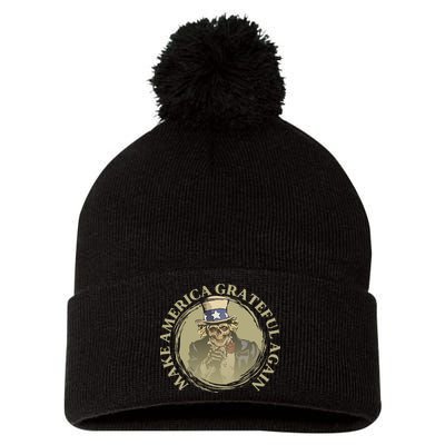 Vintage Design Uncle Sam Retro Make America Grateful Again Pom Pom 12in Knit Beanie