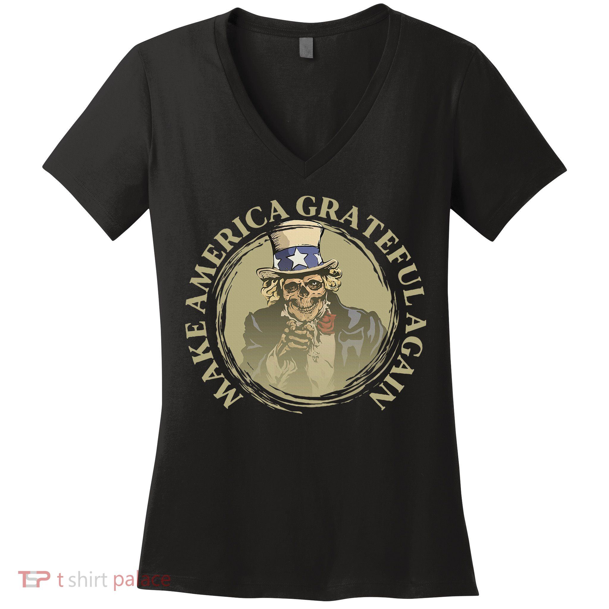 Vintage Design Uncle Sam Retro Make America Grateful Again Women's V-Neck T-Shirt