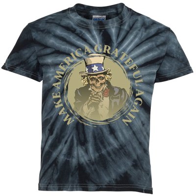 Vintage Design Uncle Sam Retro Make America Grateful Again Kids Tie-Dye T-Shirt