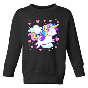 Valentines Day Unicorn Hearts Rainbow Toddlers Teacher Toddler Sweatshirt