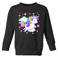 Valentines Day Unicorn Hearts Rainbow Toddlers Teacher Toddler Sweatshirt