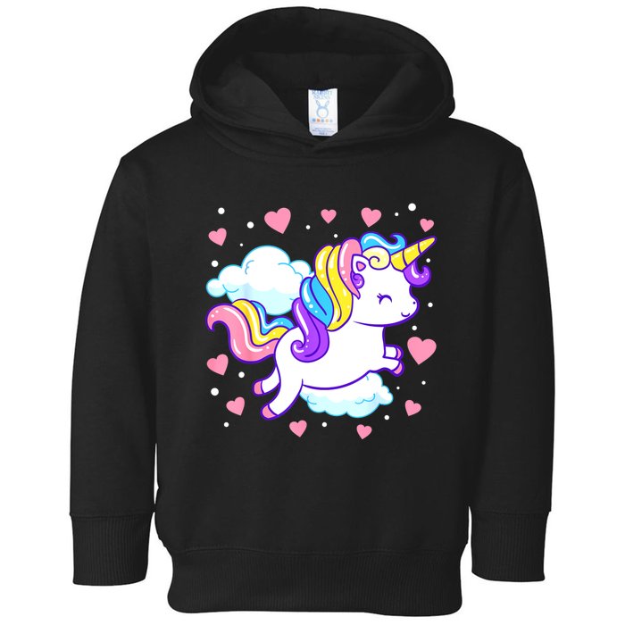 Valentines Day Unicorn Hearts Rainbow Toddlers Teacher Toddler Hoodie